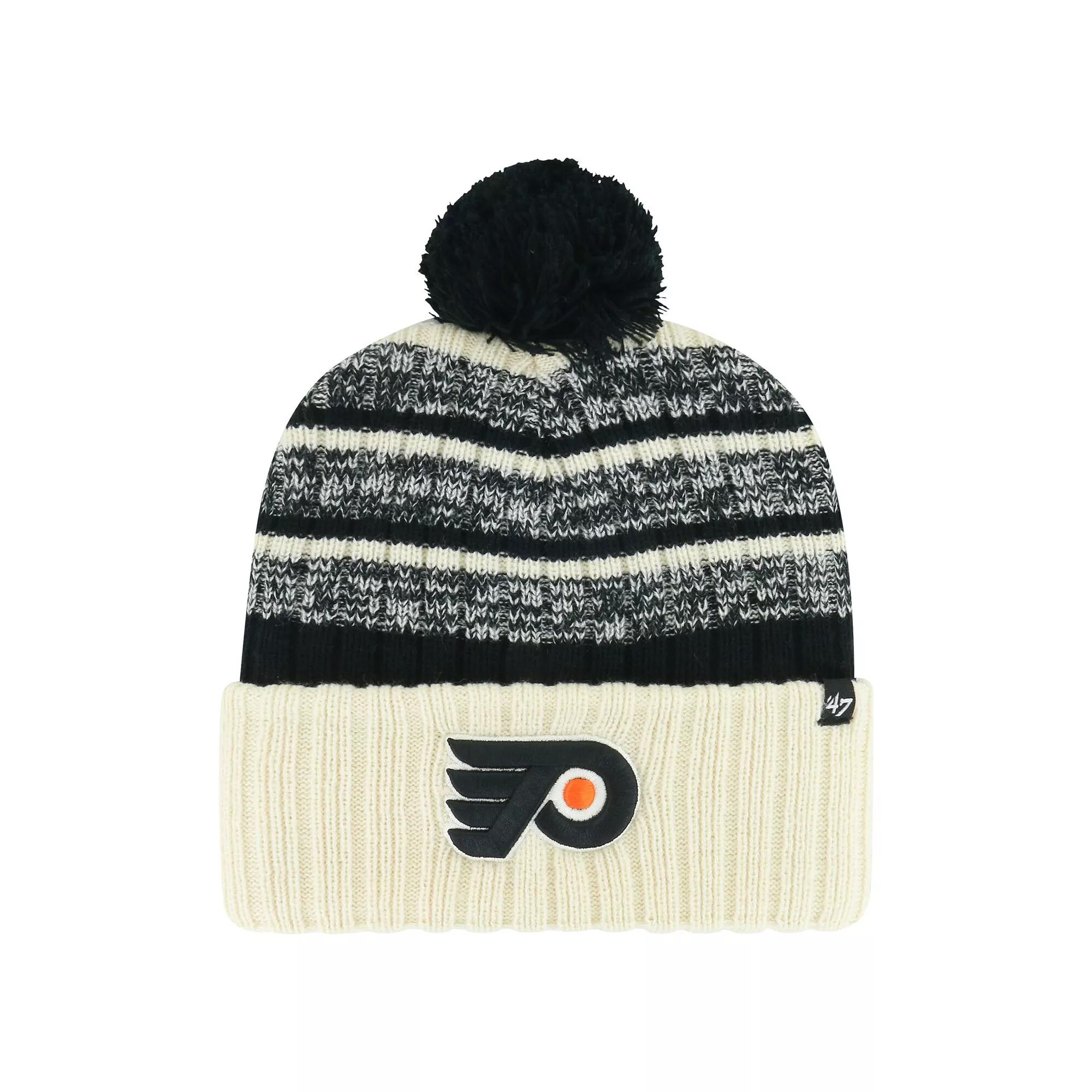Men's '47 Cream Philadelphia Flyers Tavern Cuffed Knit Hat with Pom, Fly Beige Product Image