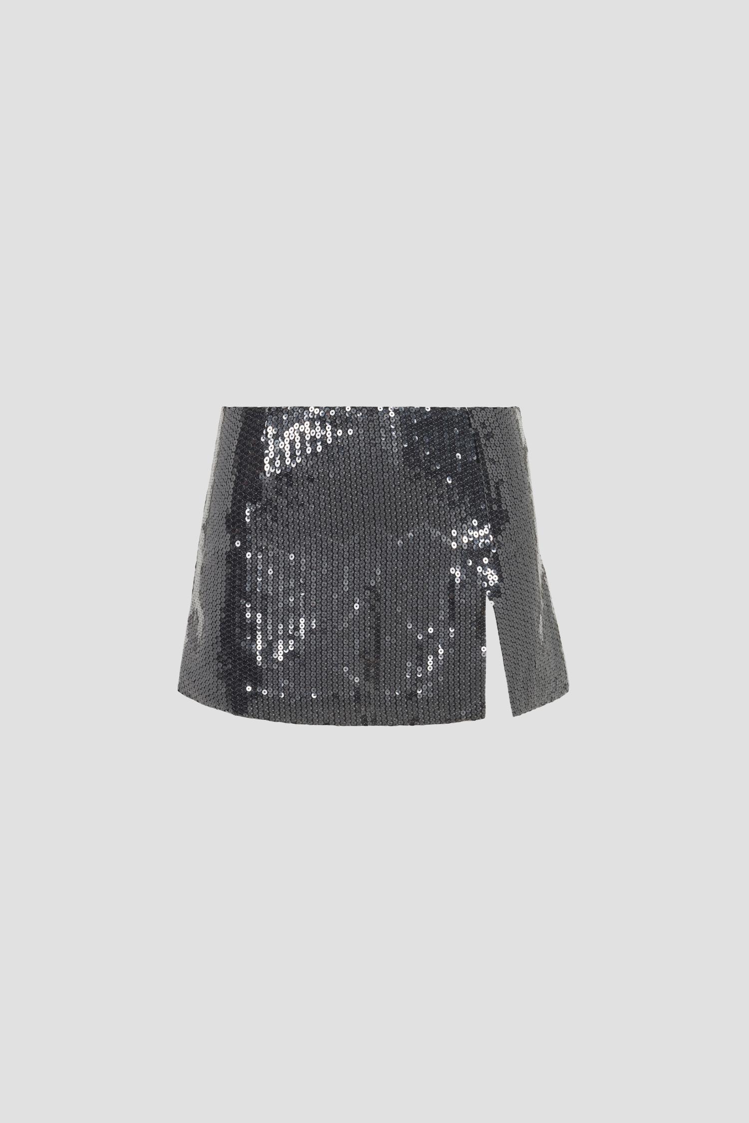 MICRO MINI SKIRT - BLACK SEQUIN Product Image