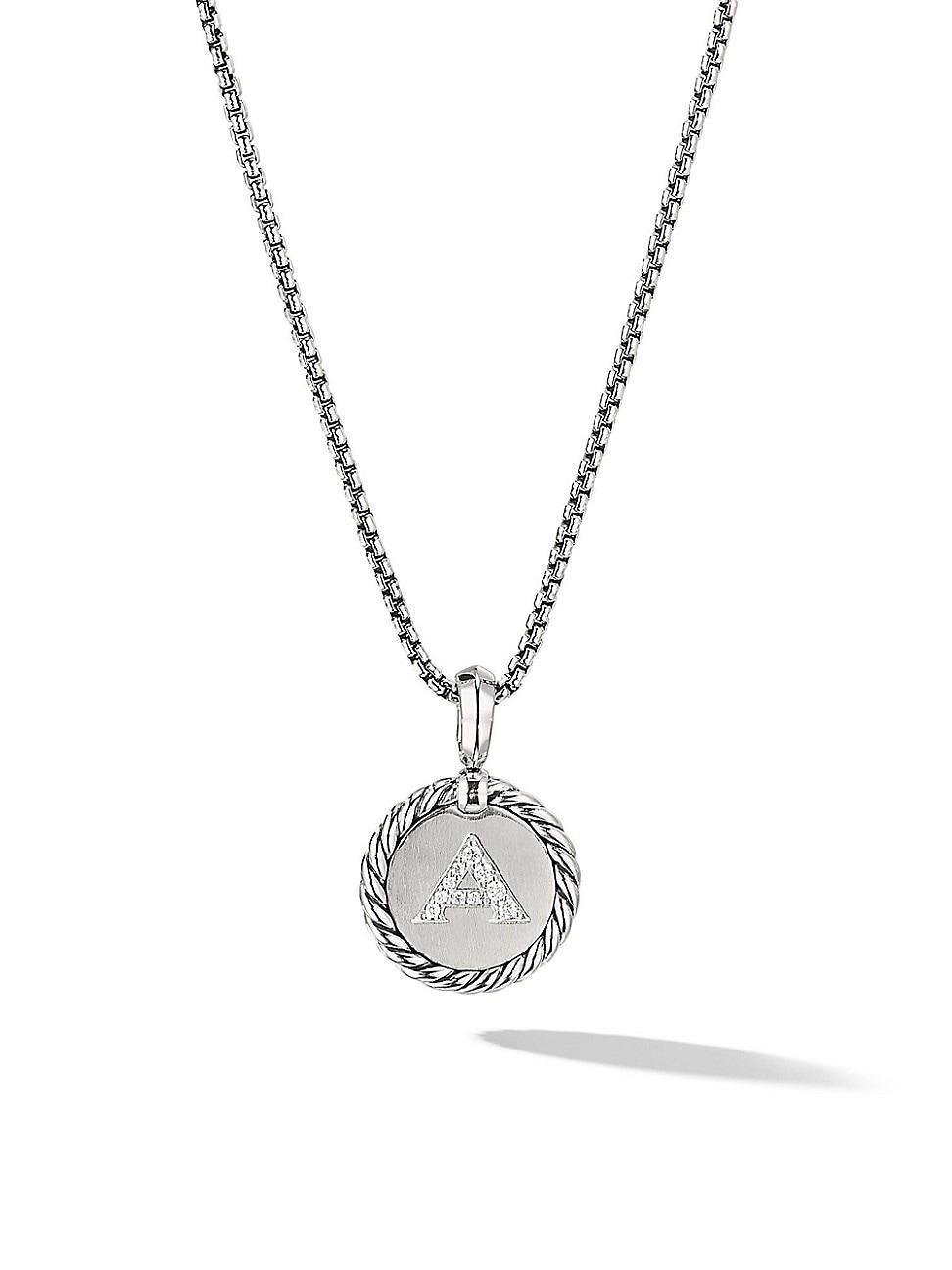 Womens Initial Charm Necklace in Sterling Silver Product Image