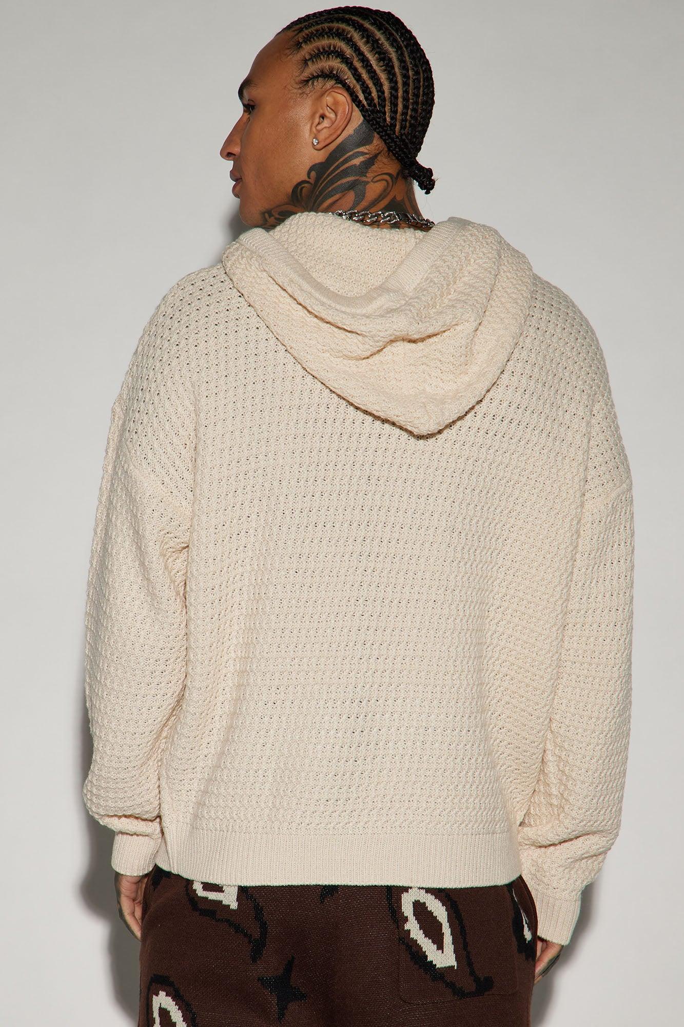 Icy Cold Cableknit Hooded Sweater - Cream Product Image