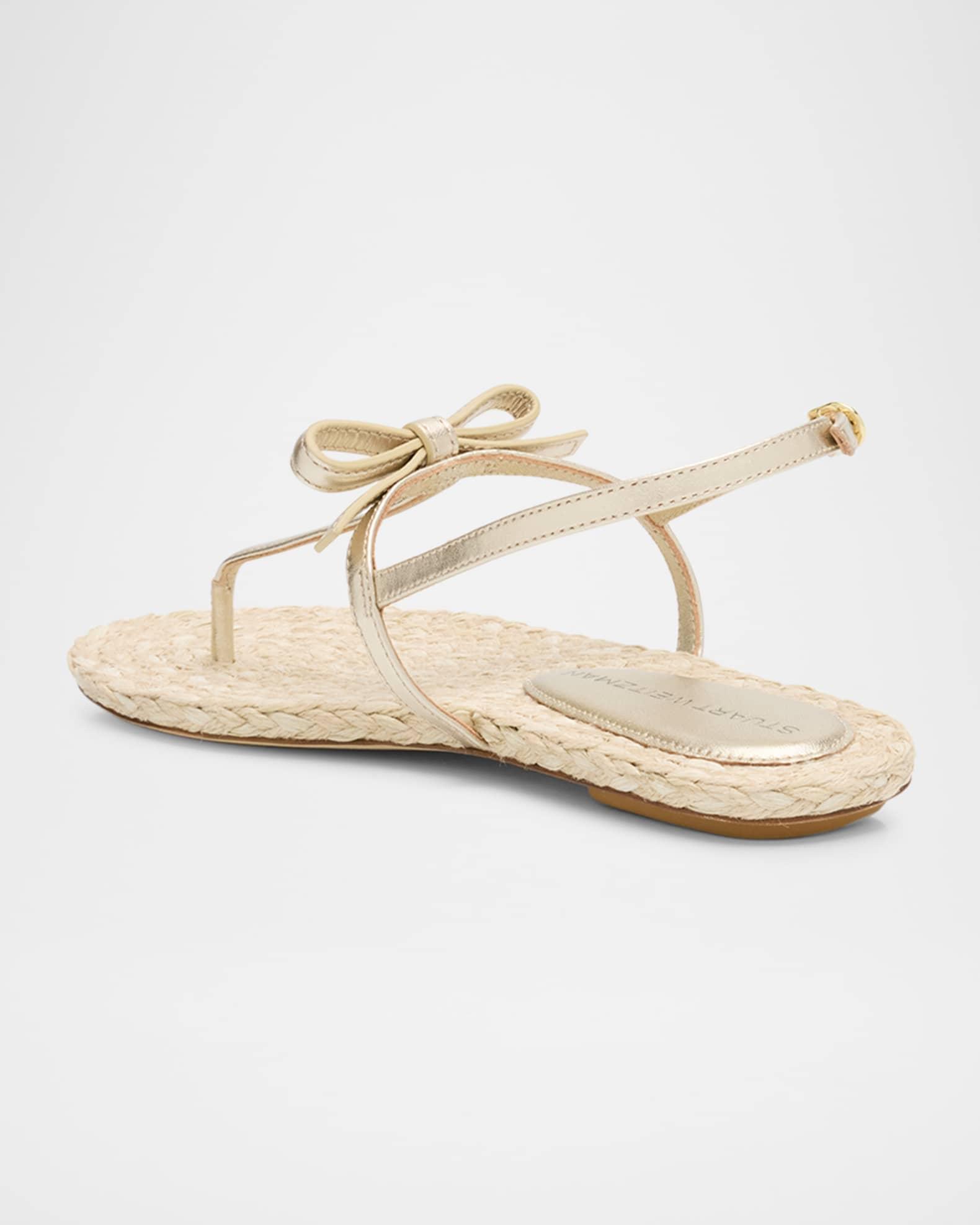 Felicity Metallic Bow T-Strap Sandals Product Image