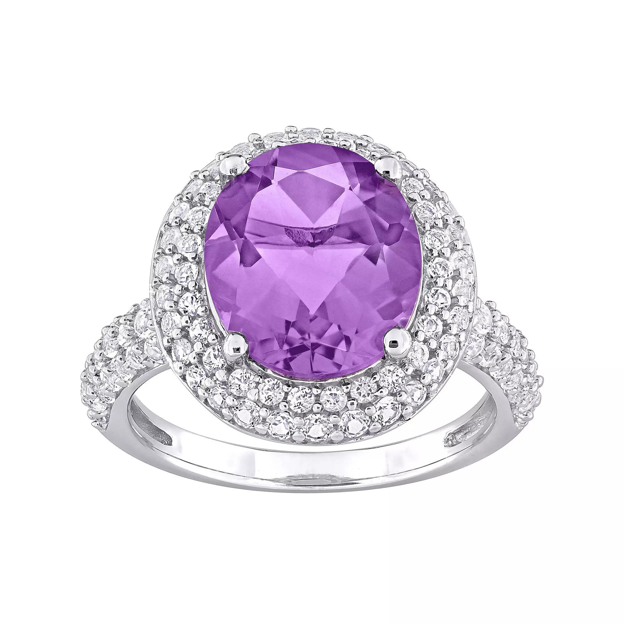 Stella Grace Sterling Silver Amethyst & White Topaz Double Halo Ring, Women's,  Product Image