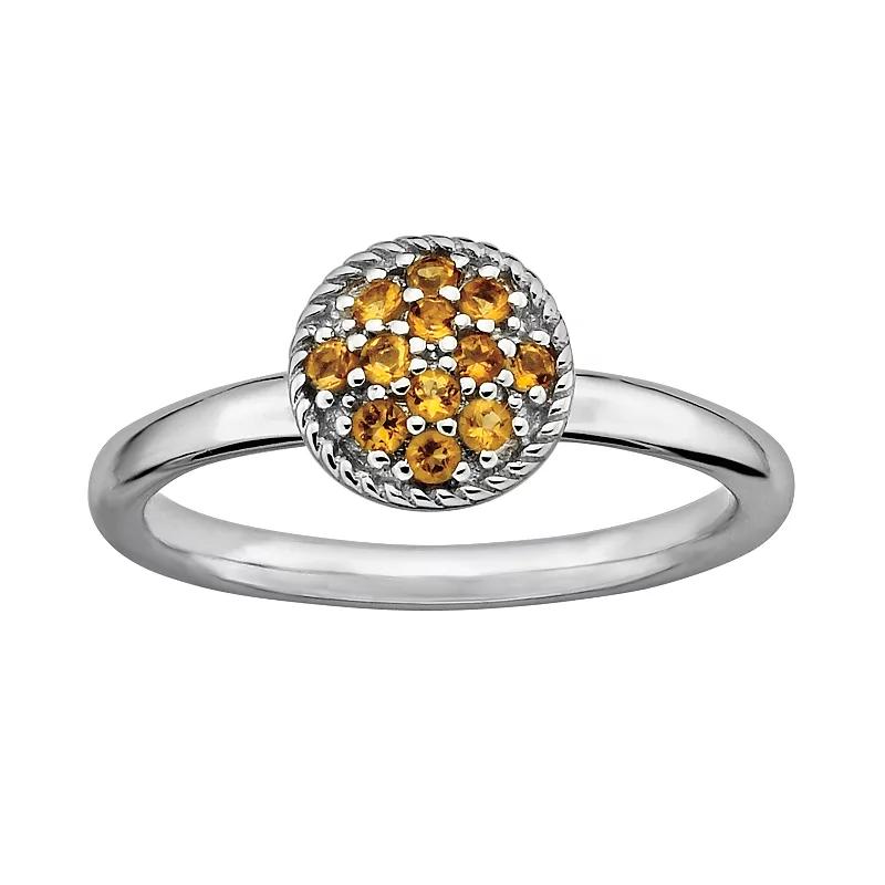 Stacks & Stones Sterling Silver Citrine Cluster Stack Ring, Women's, Size: 8, Orange Product Image
