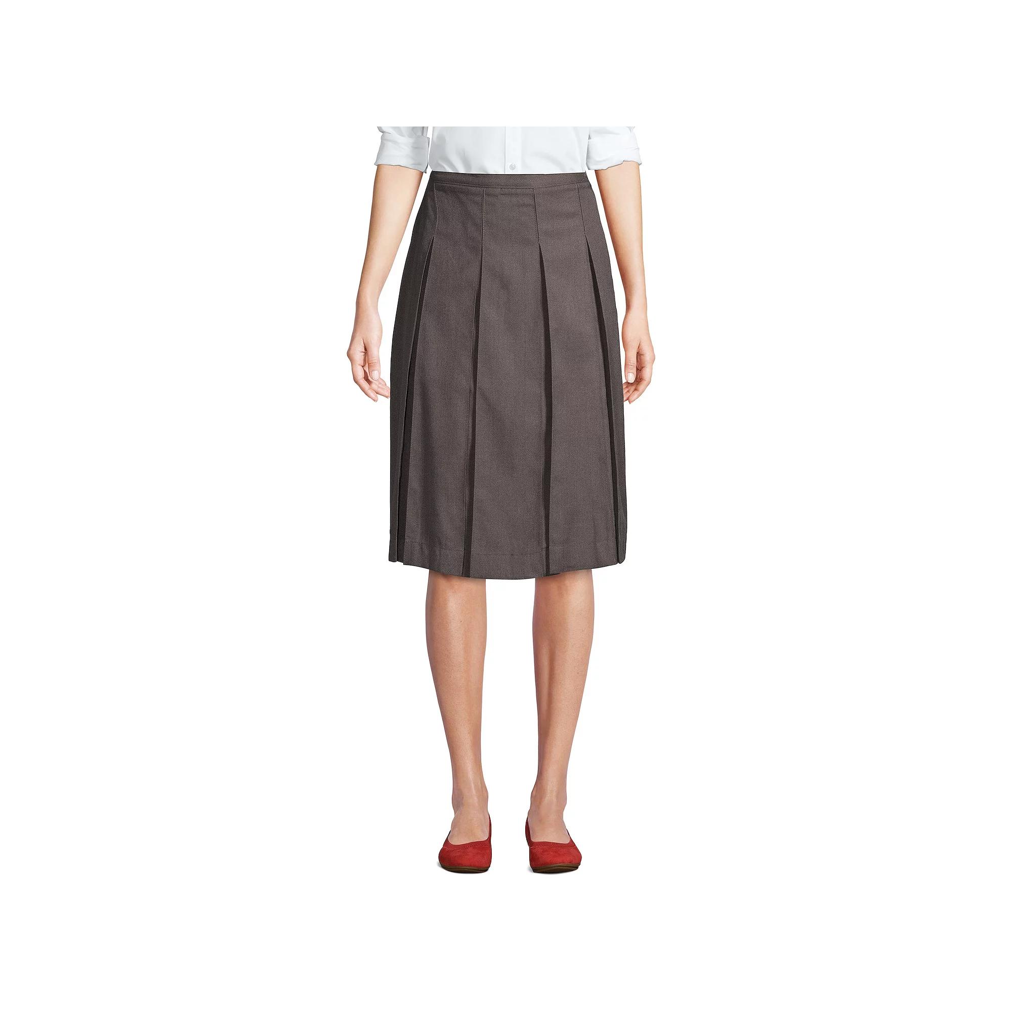 Women's Lands' End School Uniform Below the Knee Box Pleat Skirt,  Product Image