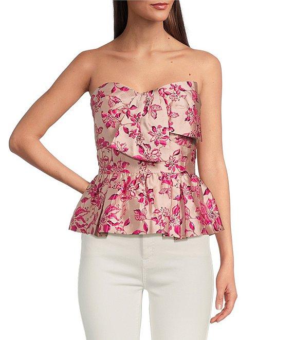 Lilly Pulitzer Kataleya Jacquard Strapless Bow Front Top Product Image