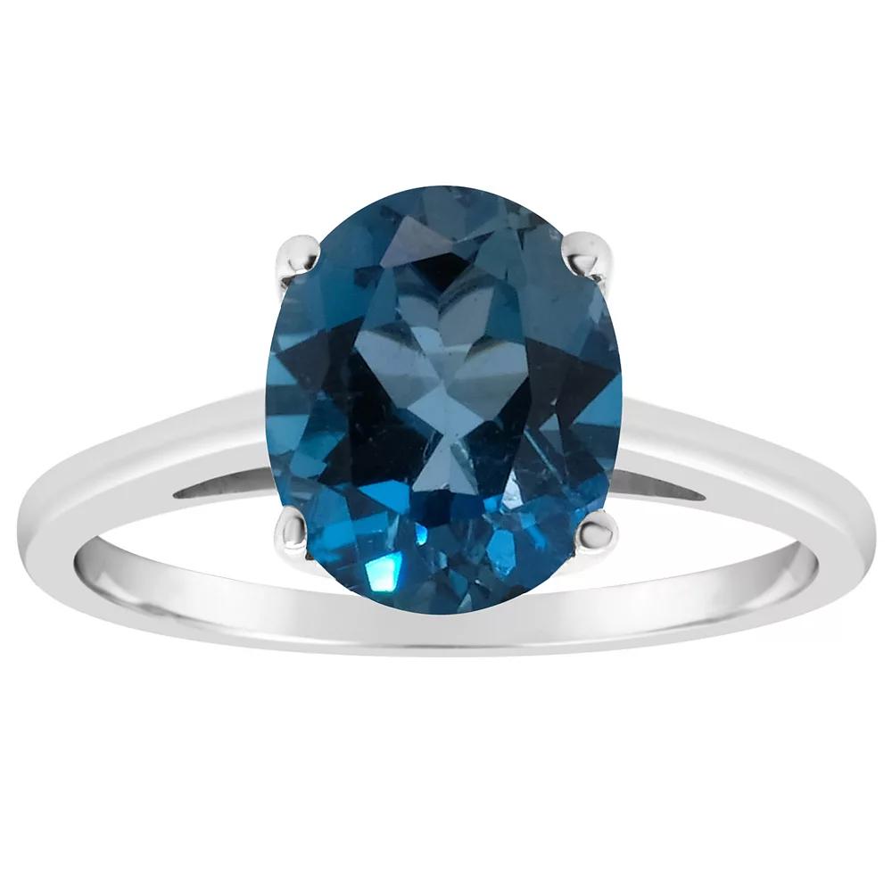 Alyson Layne 14k Gold Oval London Blue Topaz Solitaire Ring, Women's, Size: 10, 14k White Gold Product Image