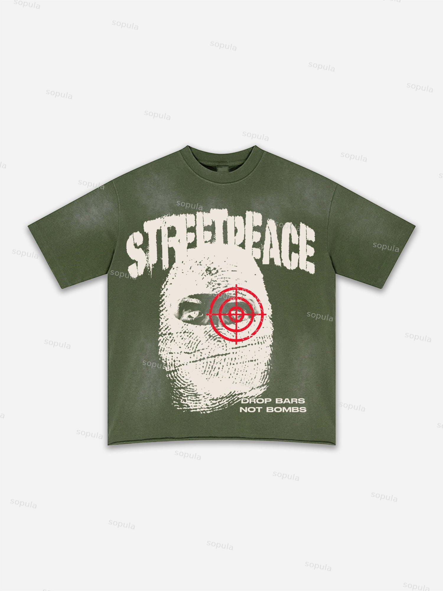 Authentic Abstract Portrait Print Washed T-shirt Product Image