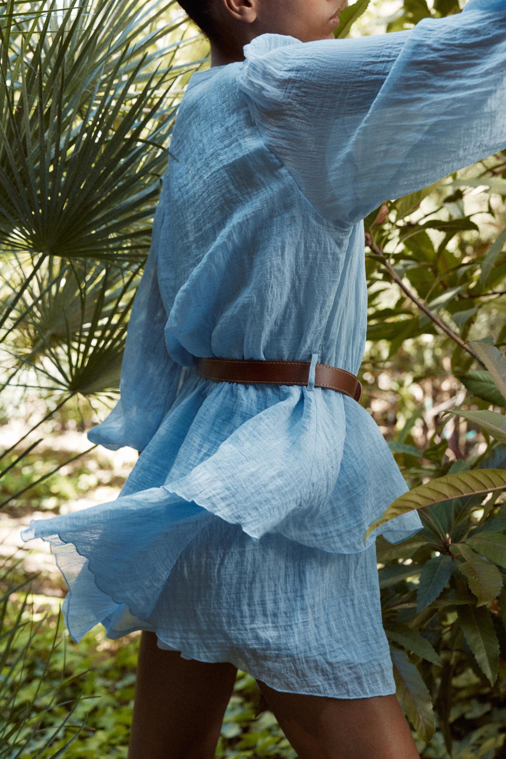 BELTED RUFFLED DRESS Product Image