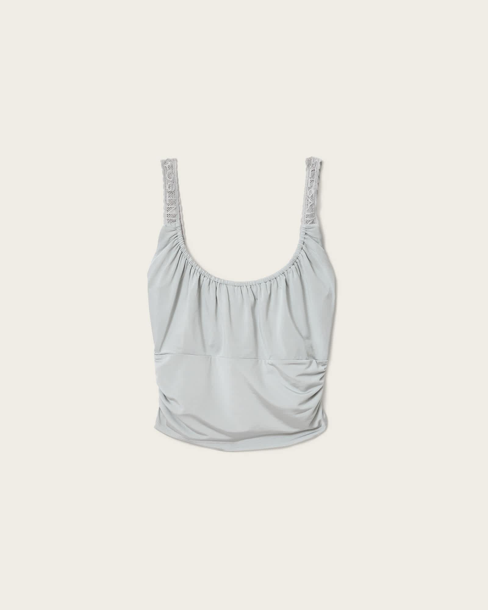 Celena Slim Fit Scoop Neck Top QUARRY BLUE | ALLSAINTS US Product Image