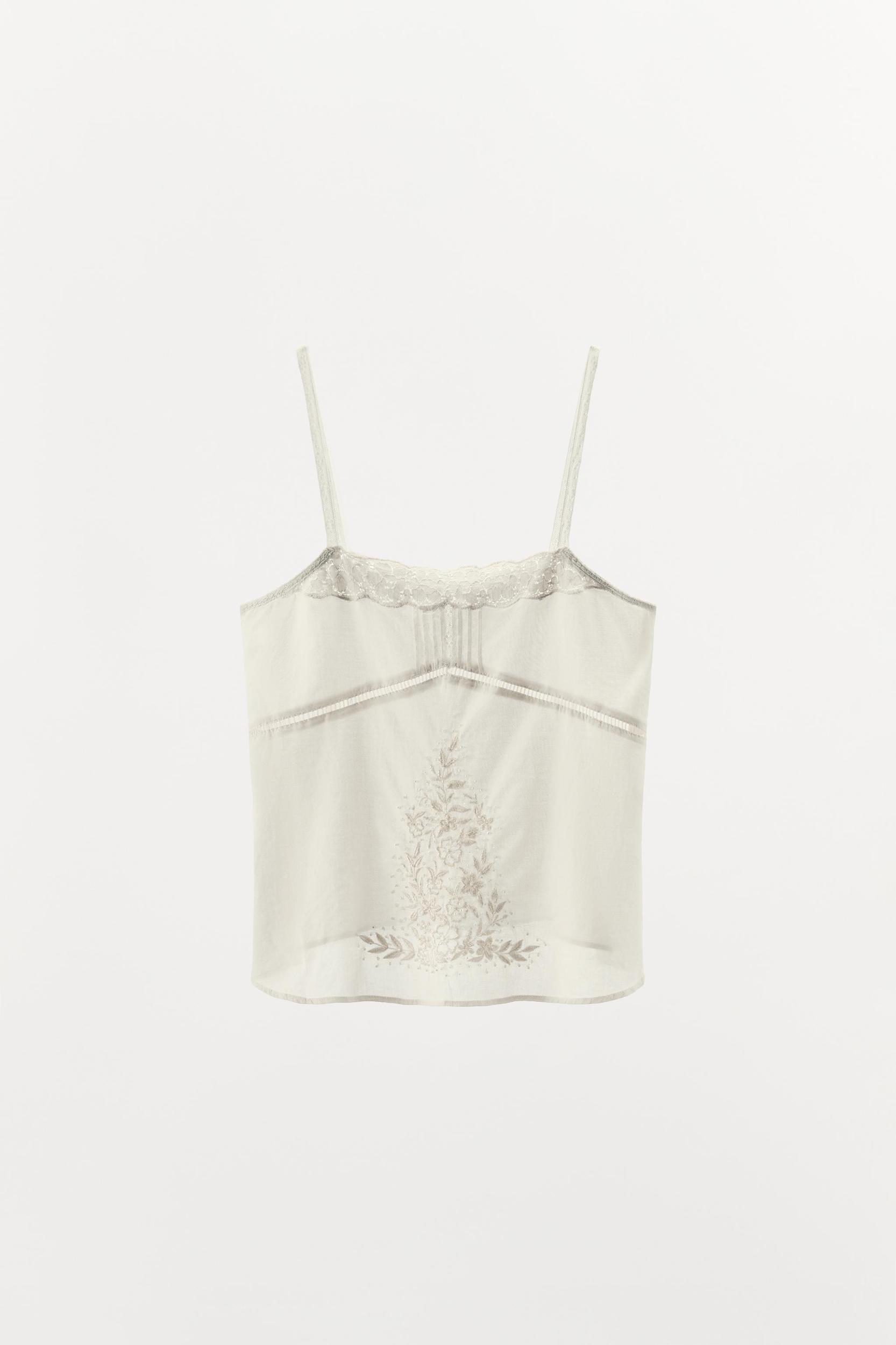 EMBROIDERED BEADED STRAPPY TOP Product Image