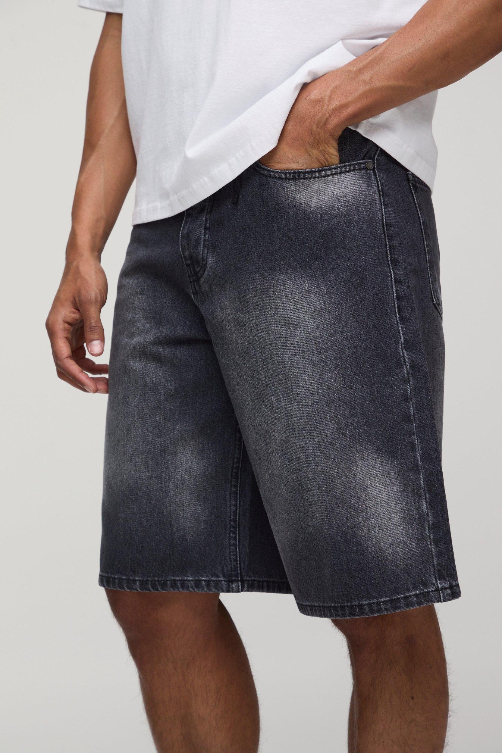 Baggy Fit Acid Wash Denim Shorts | boohooMAN USA Product Image