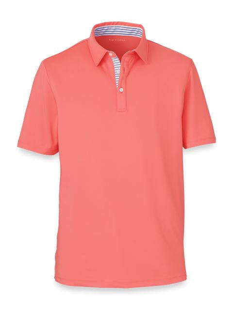 Performance Blend Three Button Polo - Bright Coral Product Image