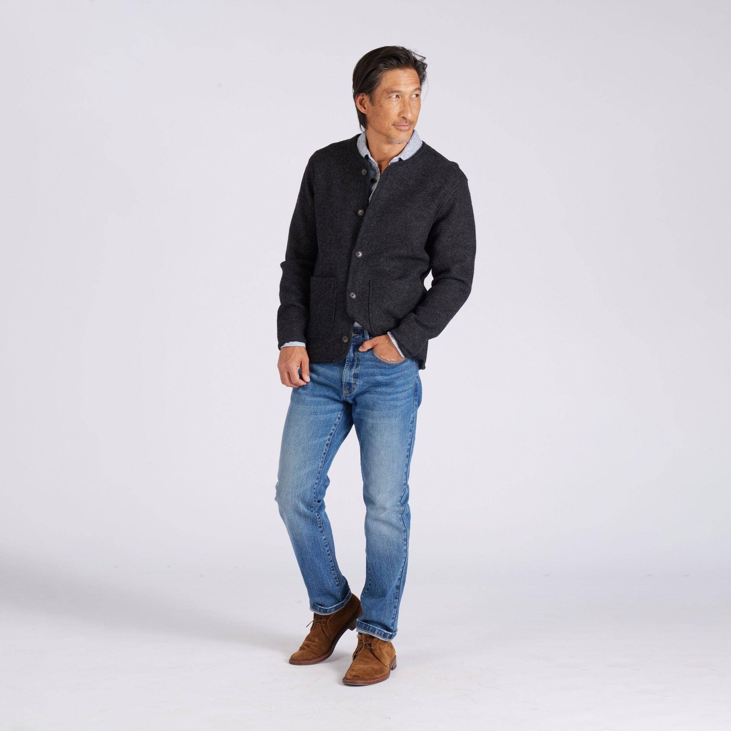 Burnham Knitted Boiled Wool Liner Jacket - Charcoal Product Image