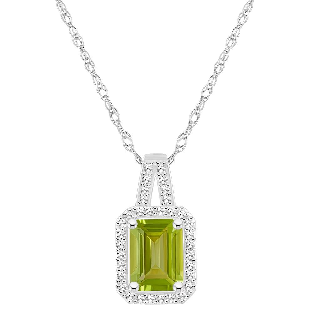 Celebration Gems Sterling Silver Gemstone & 1/6 Carat T.W. Diamond Halo Pendant Necklace, Women's,  Product Image