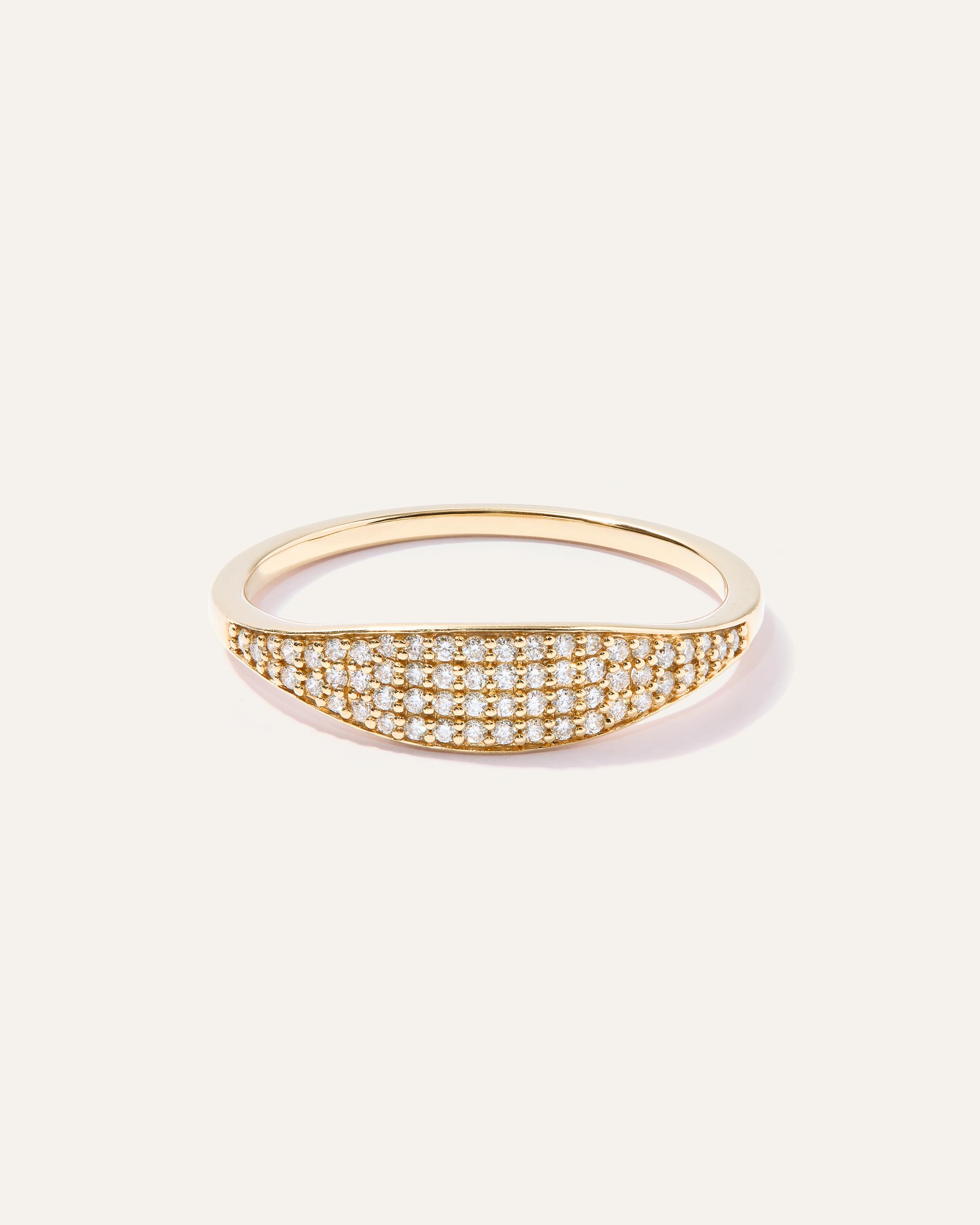 Quince | Women's 14k Gold Pave Slim Signet Ring Product Image