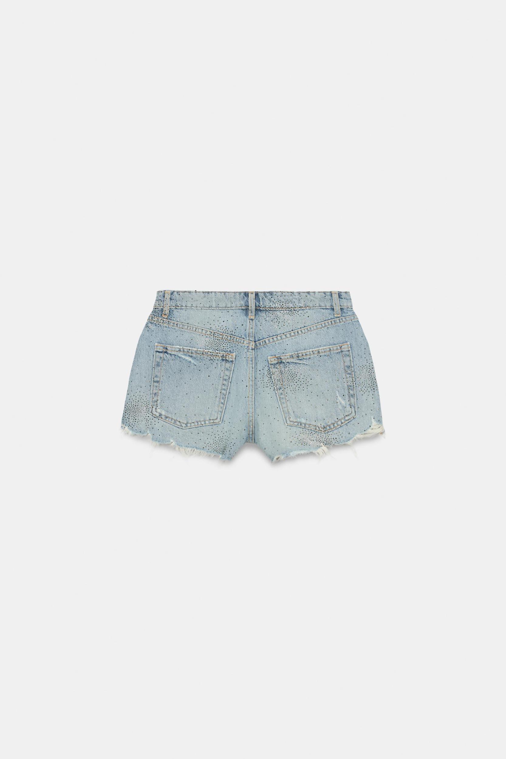 TRF HIGH-WAISTED CURVED DENIM SHORTS Product Image