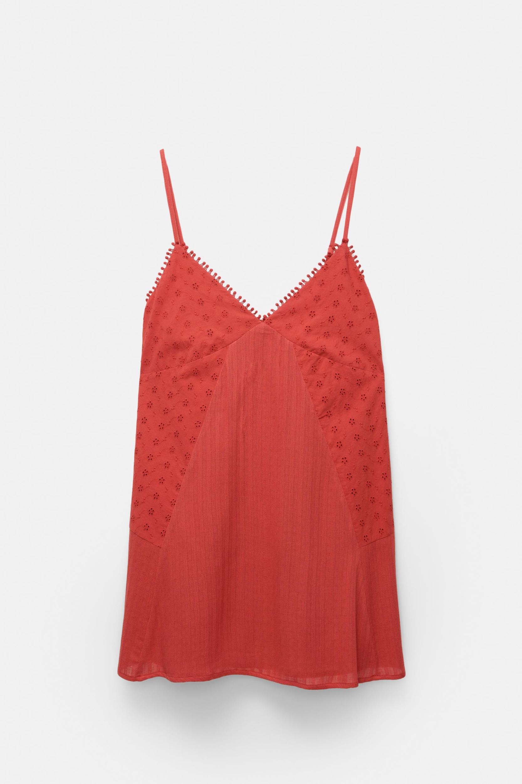 Short embroidered patchwork dress Product Image