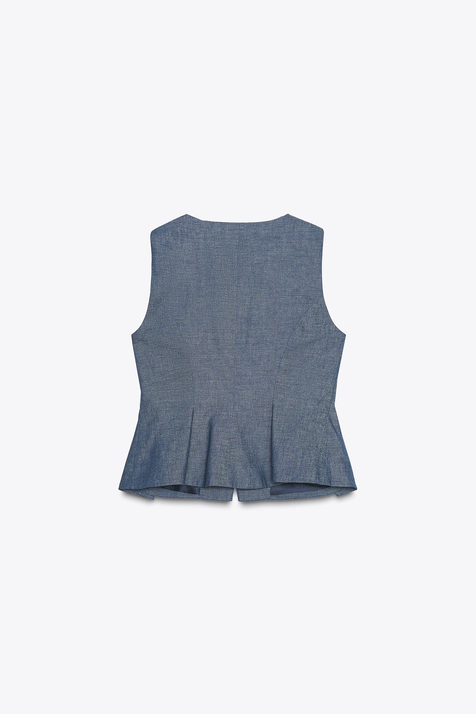 LINEN PEPLUM VEST Product Image