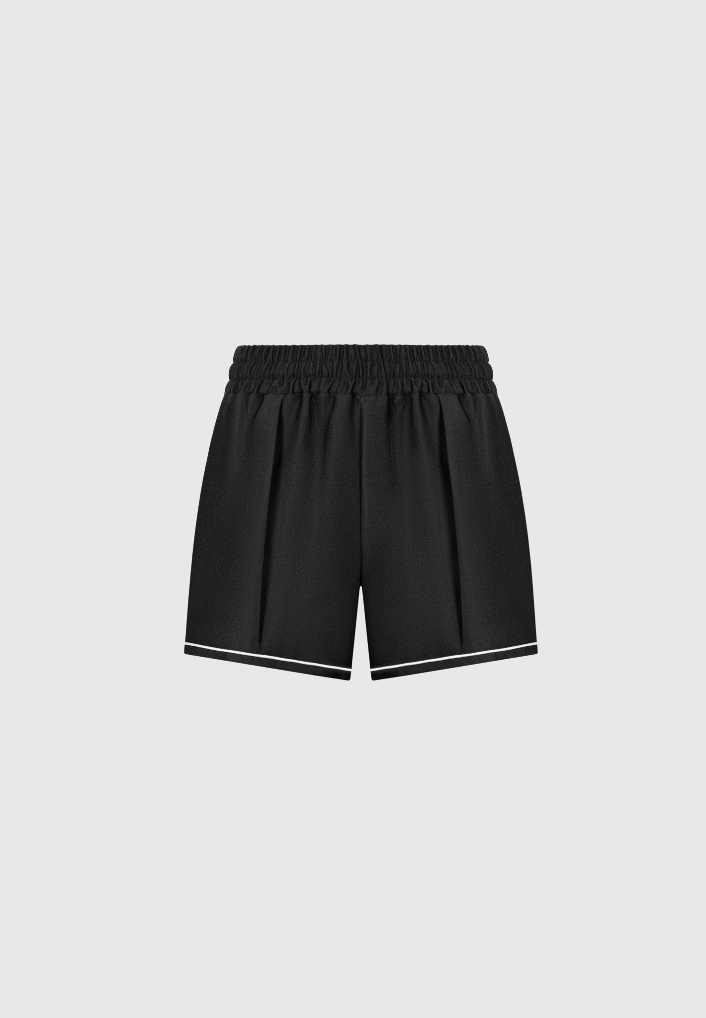 Satin Shorts with Piping - Black Female Product Image