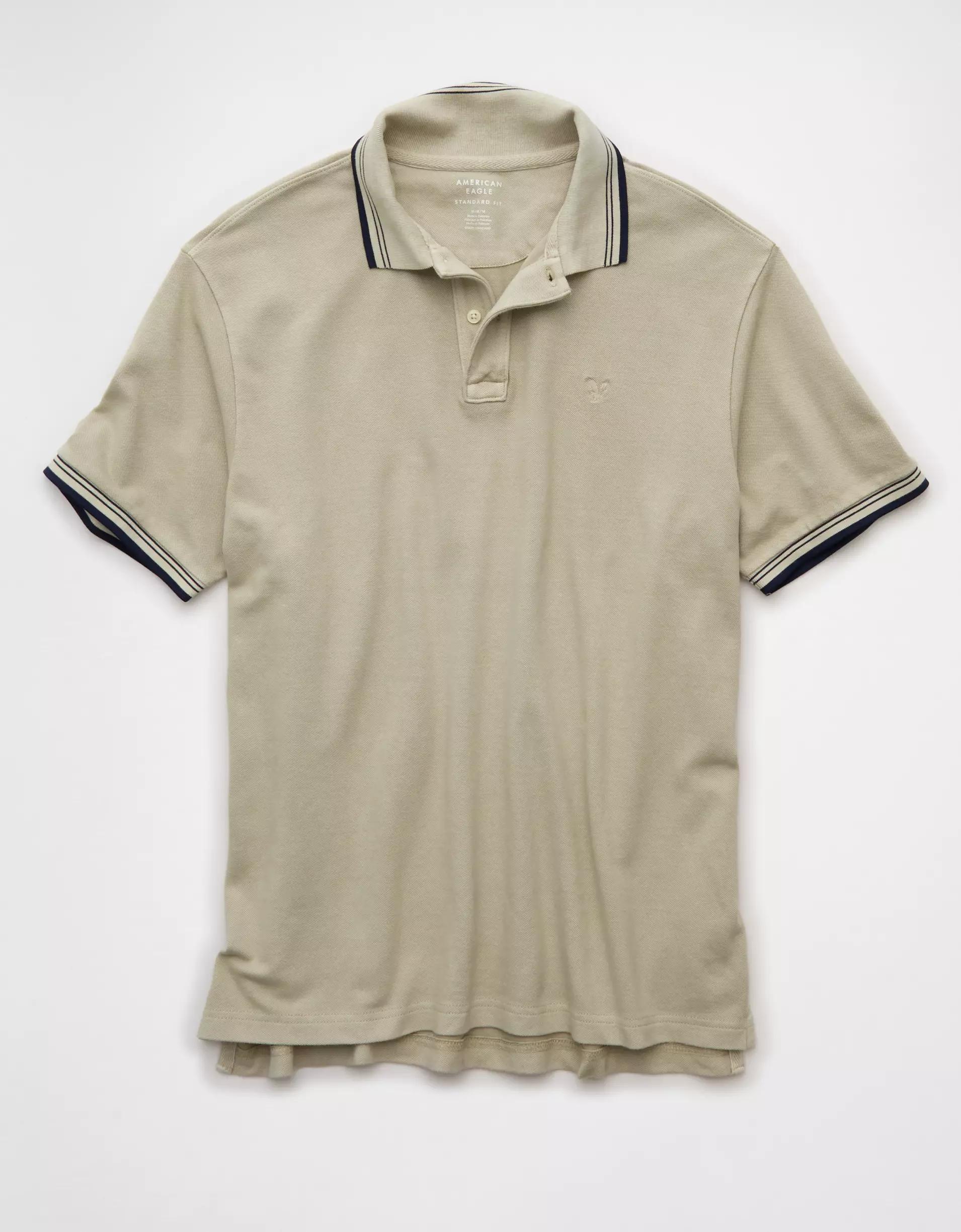 AE Stretch Pique Tipped Polo Shirt Product Image