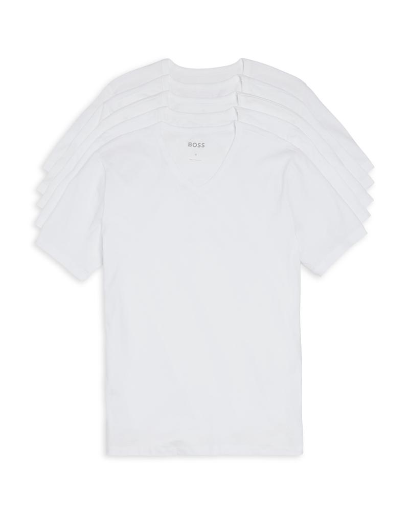 Hugo Boss V-Neck Classic Solid White Undershirts 5 Product Image