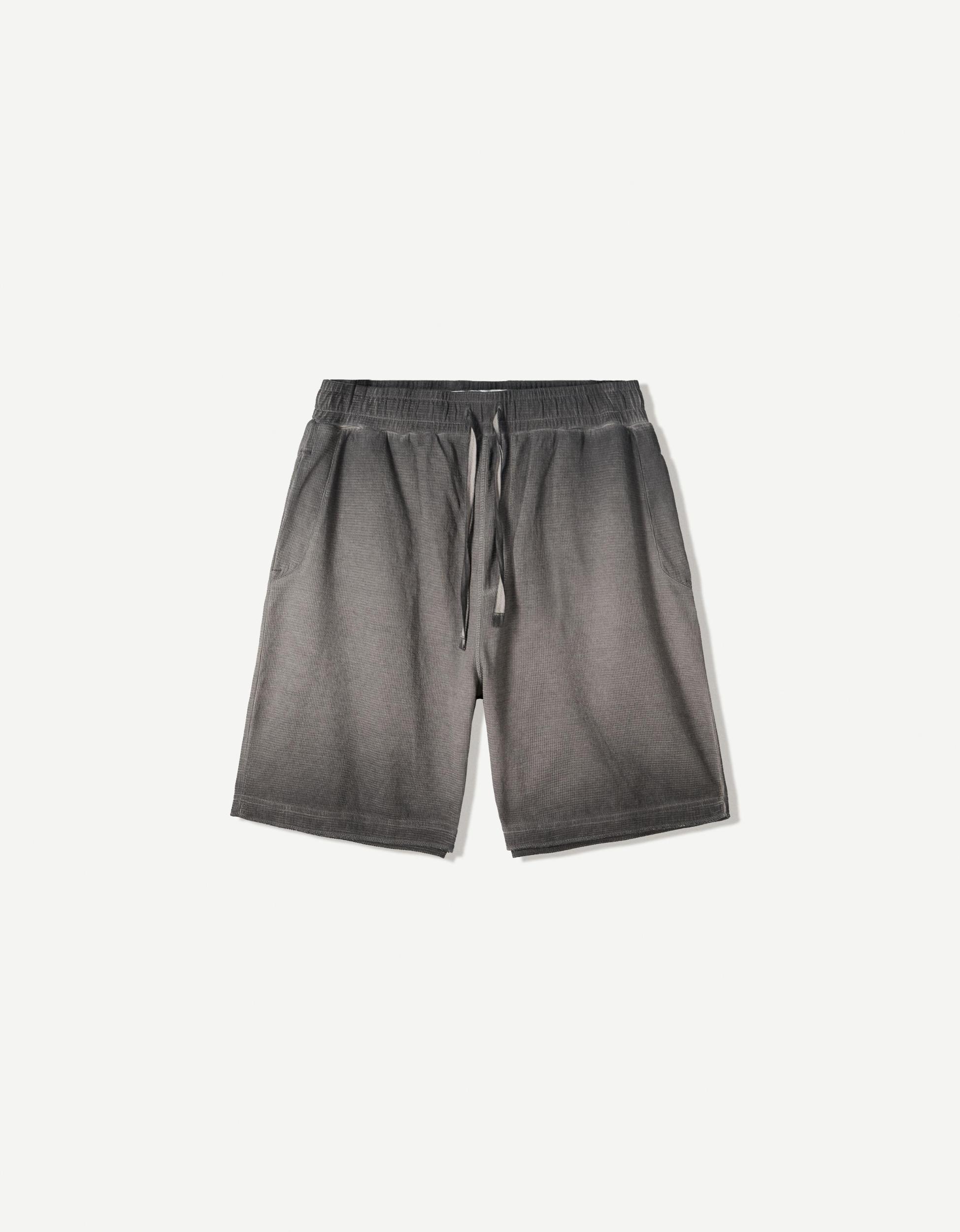 Faded waffle-knit Bermuda shorts Product Image