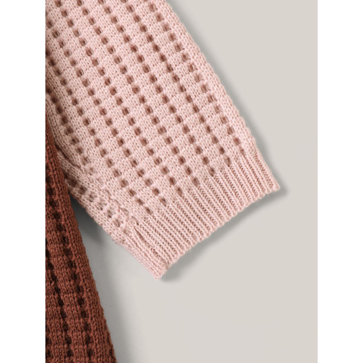 Plus Size Arc Hem Color Block Tie Front Cardigan Rust Women Casual Loose Sleeveless Everyday Cardigans BloomChic 14-16/1X Product Image