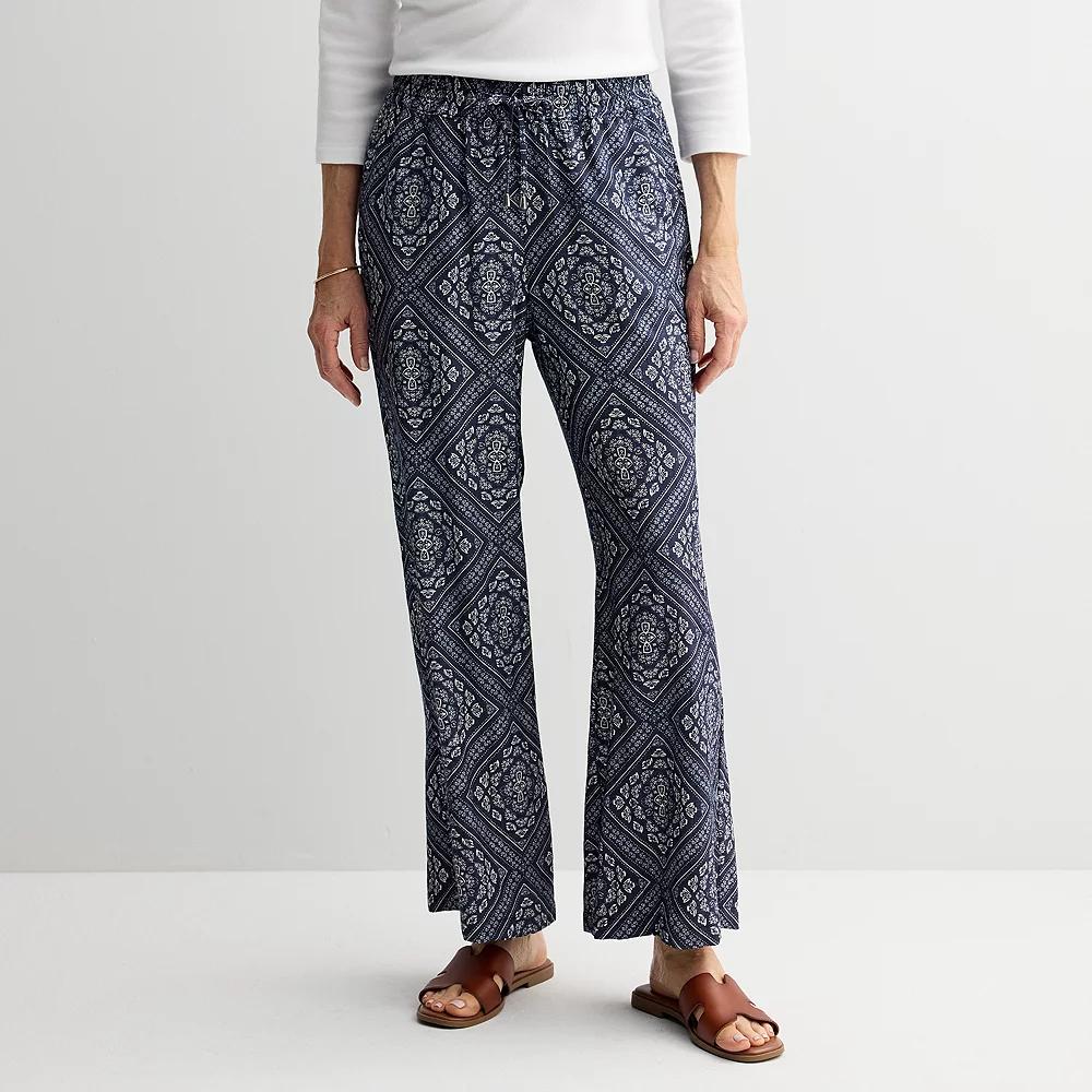 Womens Croft & Barrow Relaxed Fit Pull-On Pants Blue Small Scarf Product Image