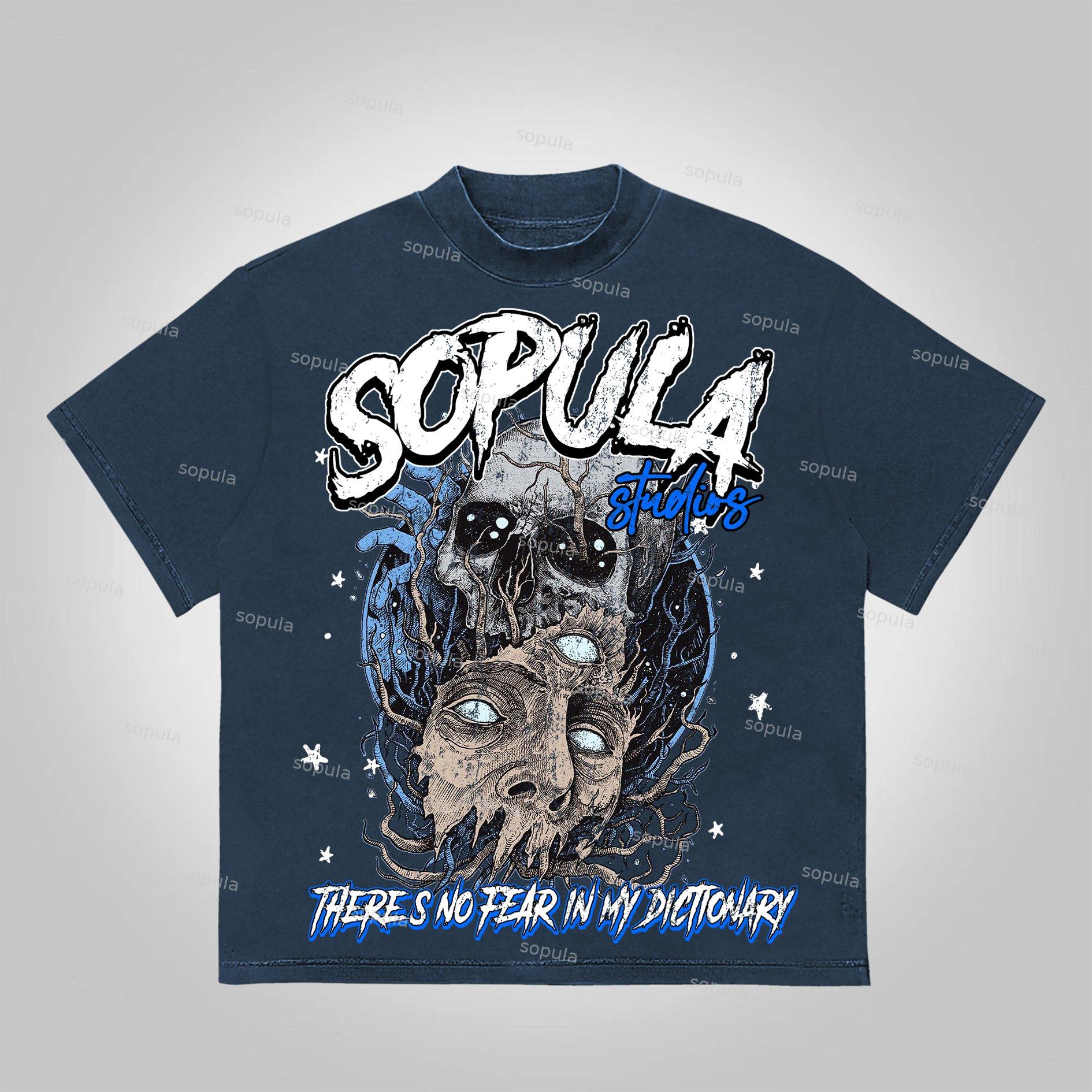 Sopula Skull Human Development Graphic Print Cotton T-Shirt Product Image