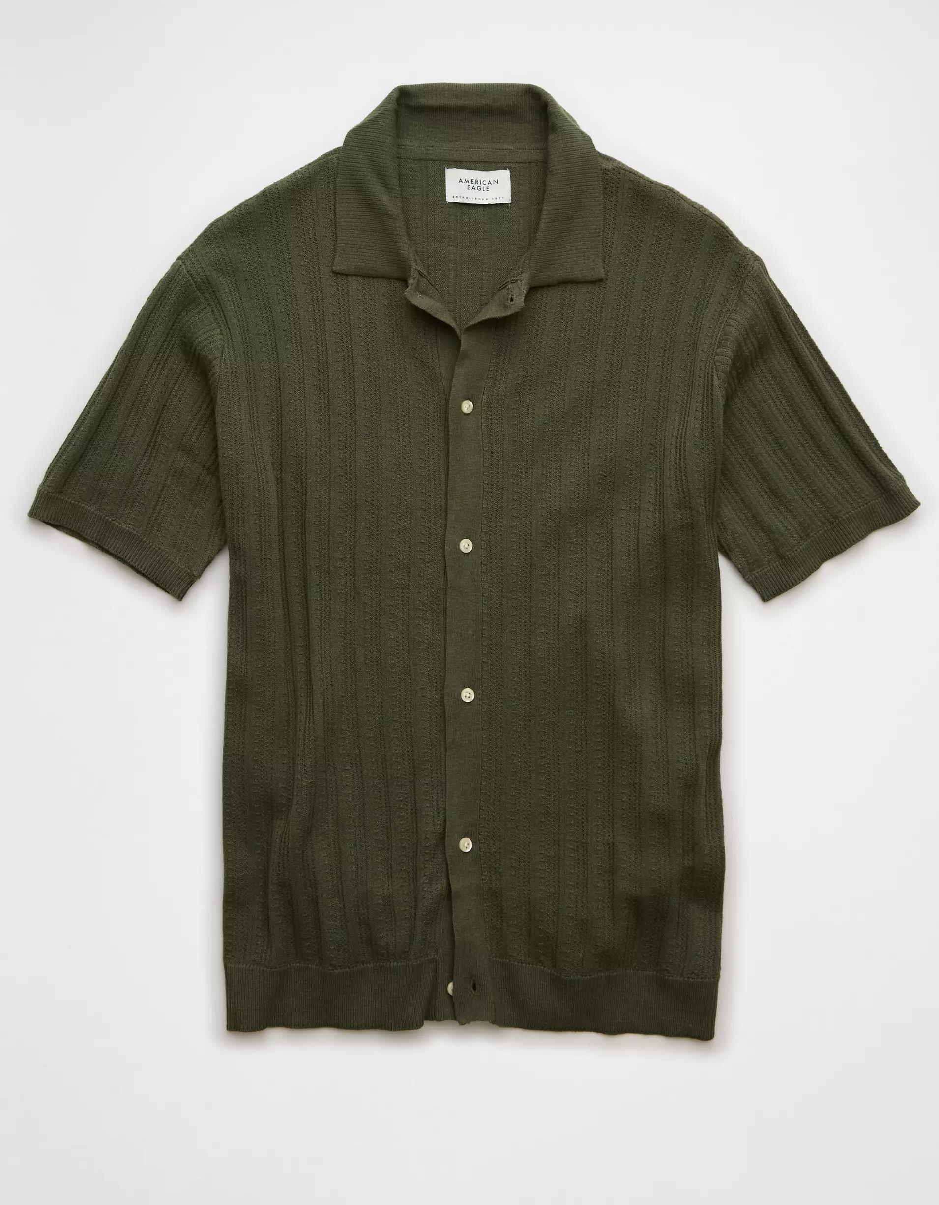 AE Weekend Button-Up Sweater Polo Shirt Product Image