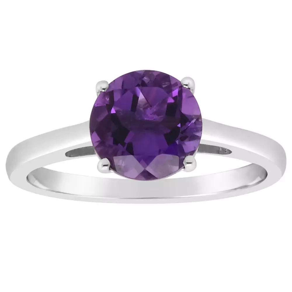 Alyson Layne 14k Gold Round Amethyst Solitaire Ring, Womens Product Image