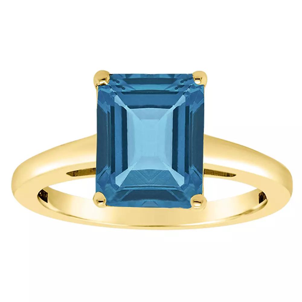 Alyson Layne 14k Gold Emerald Cut London Blue Topaz Solitaire Ring, Women's, Size: 8 Product Image
