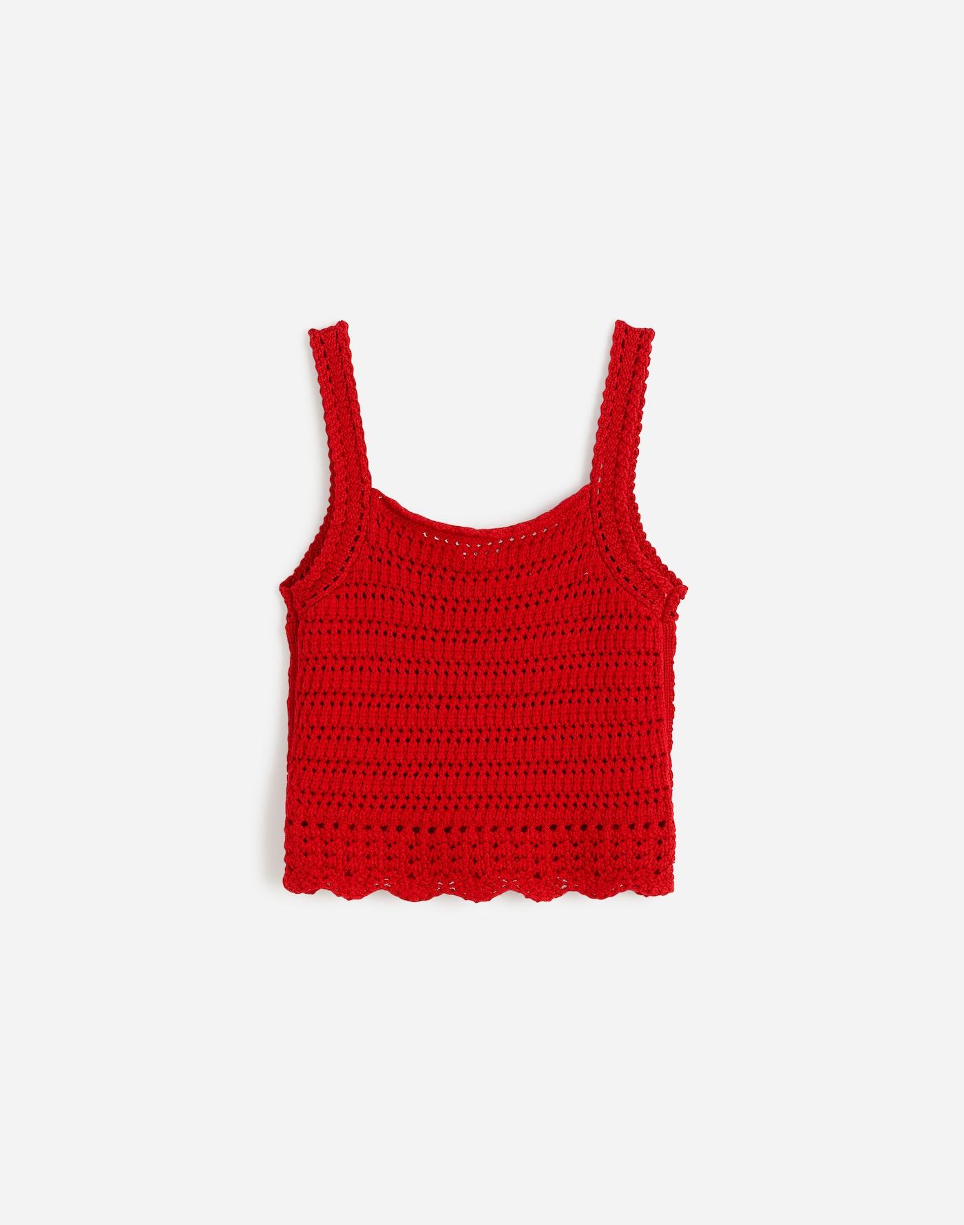Crochet-Stitch Cotton Sweater Tank Product Image