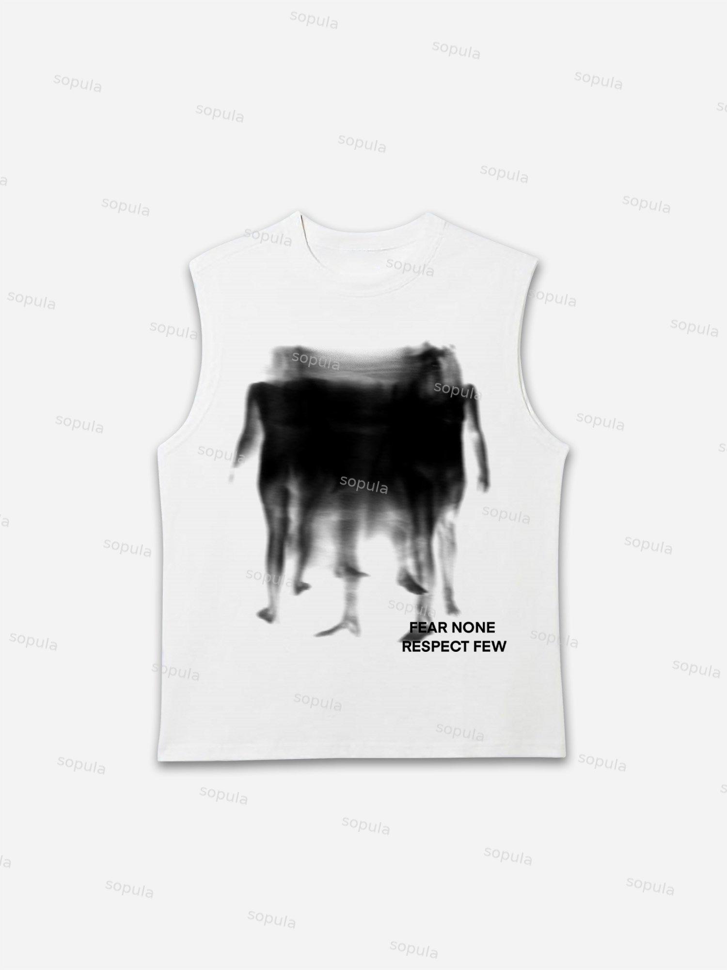 Fear None, Respect Few Abstract Fuzzy Shadow Graphic Tank Top Product Image