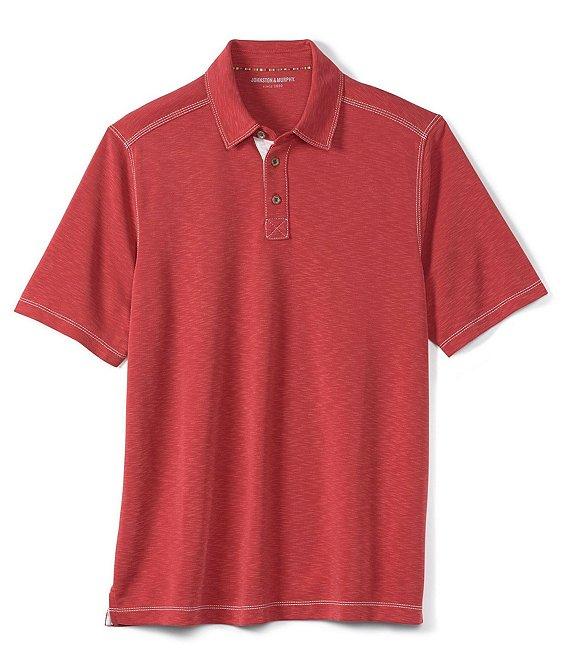 Johnston & Murphy Vintage Solid Slub Short Sleeve Polo Shirt Product Image