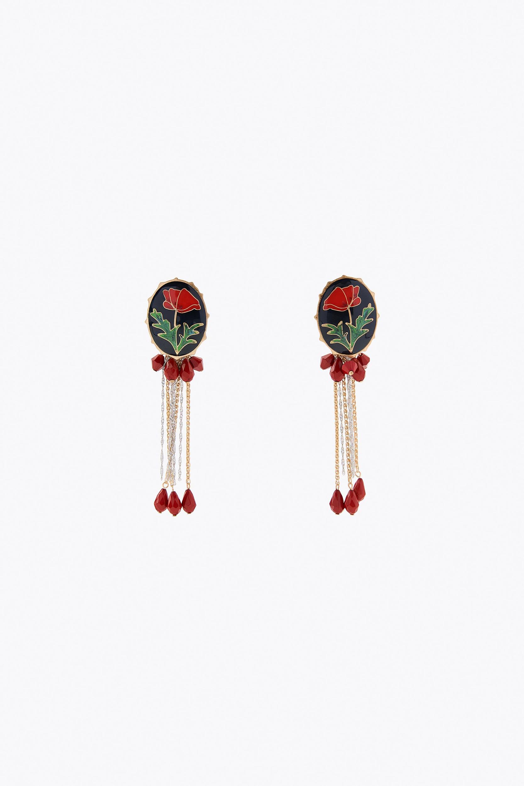FLORAL BEADED BUTTON EARRINGS Product Image