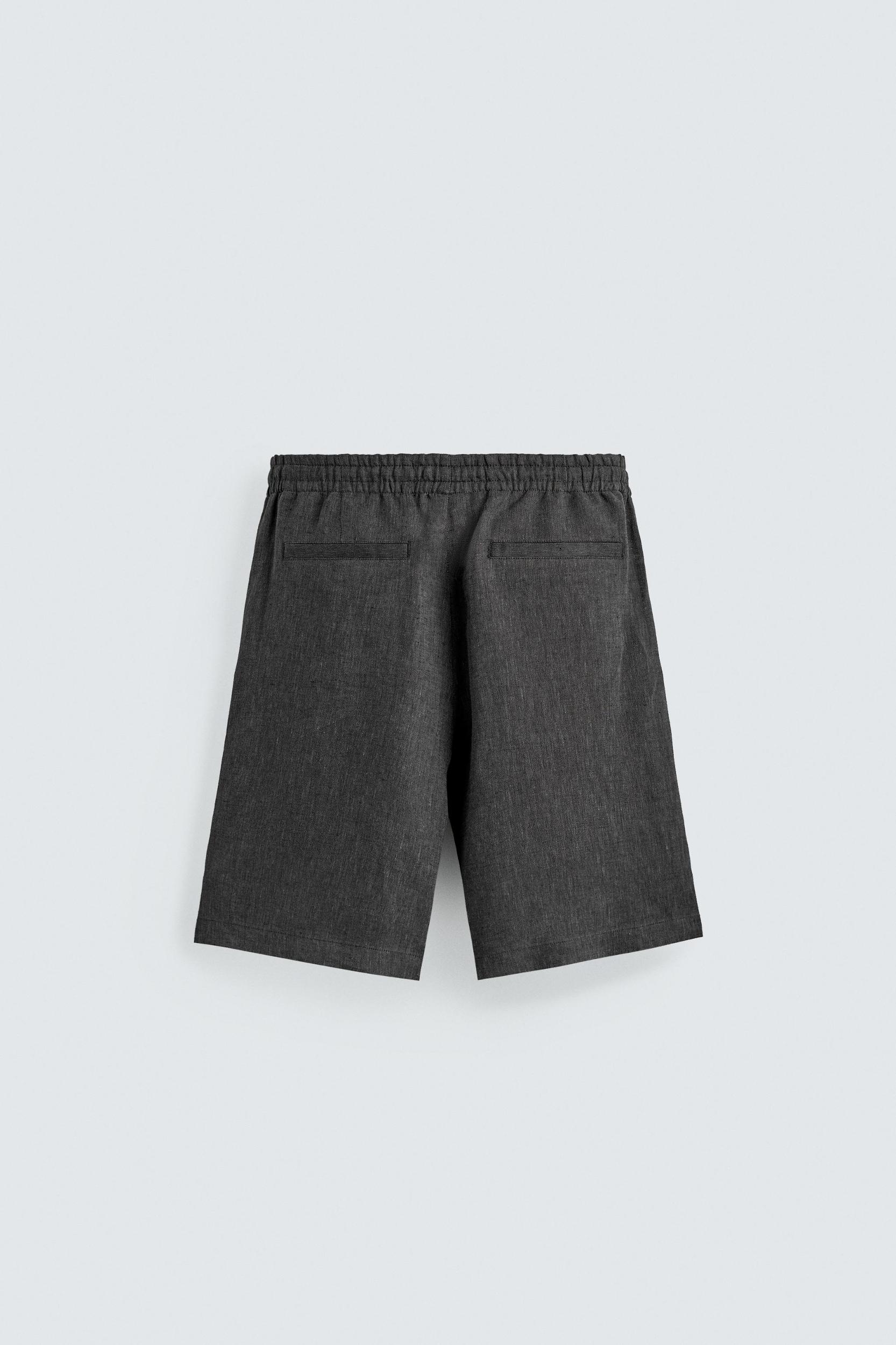 100% LINEN PLEATED SHORTS Product Image