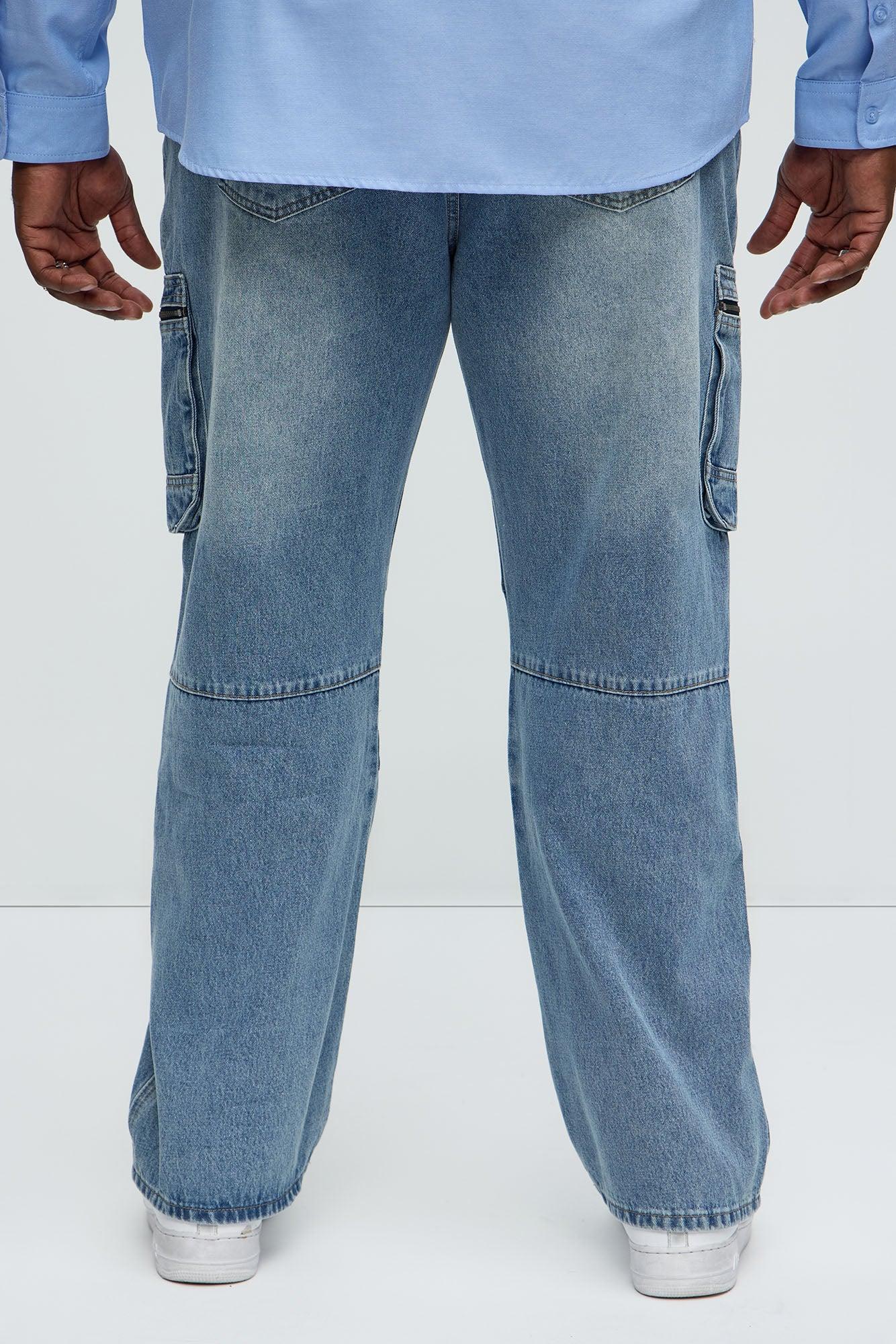 Already Over It Straight Cargo Jeans - Medium Blue Wash Product Image