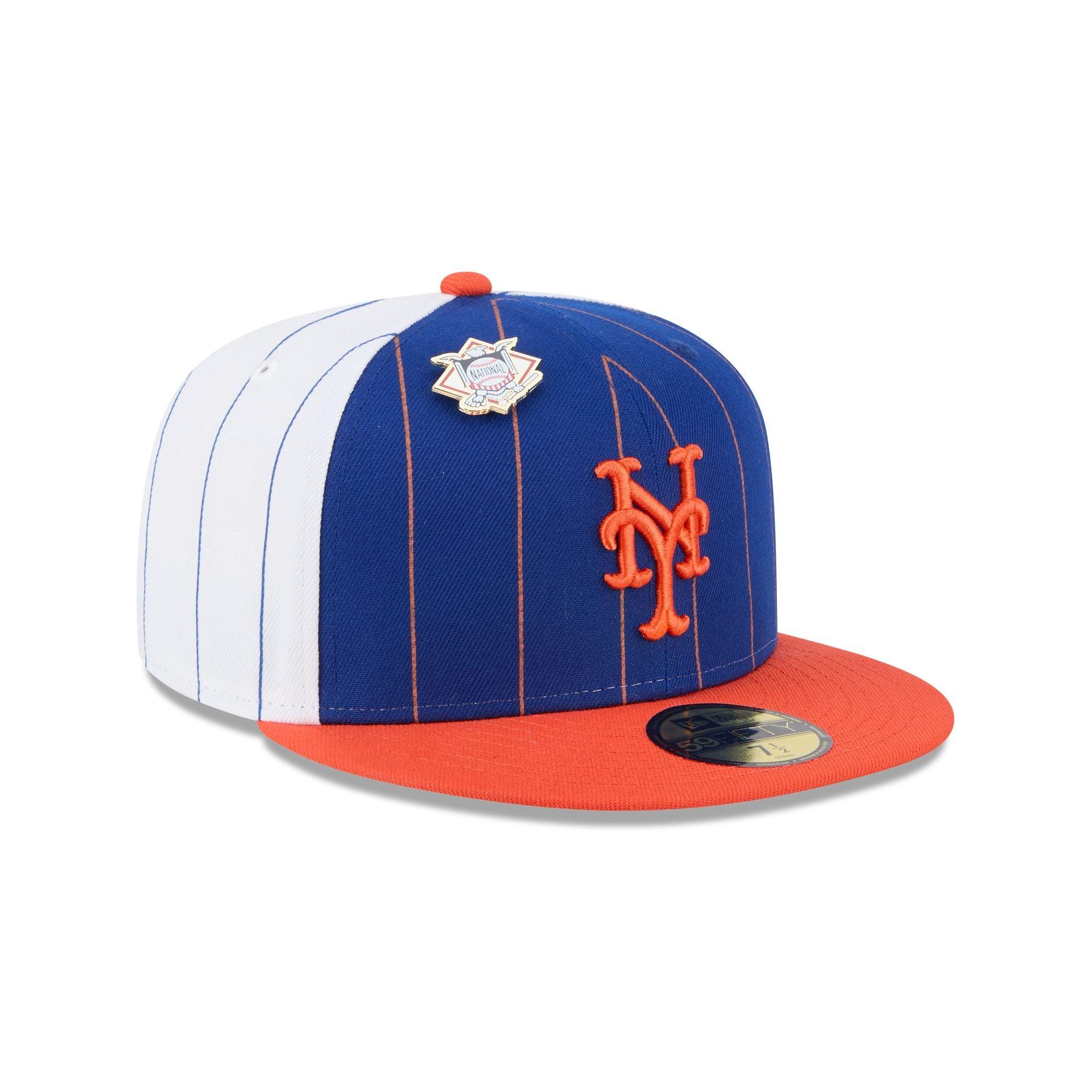 New York Mets Pinstripe League Pin 59FIFTY Fitted Hat Male Product Image