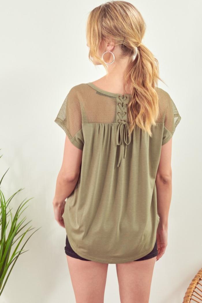 Yoke Back Short Sleeve Top Product Image