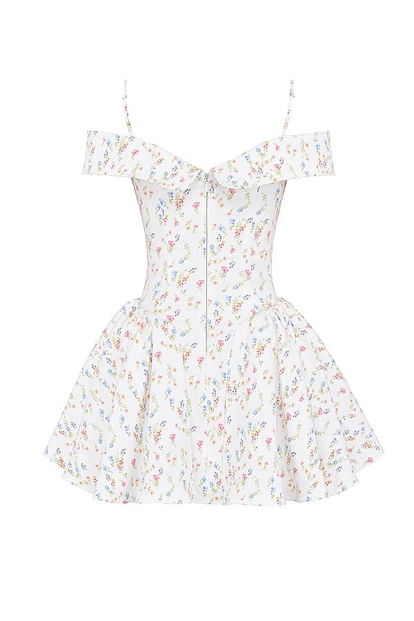 Elida  white posy print corset mini dress - sale Product Image