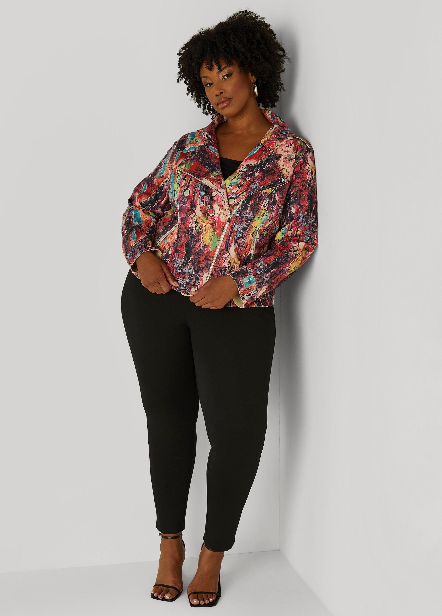 Plus Size Graffiti Print Moto Jacket Ashley Stewart Product Image