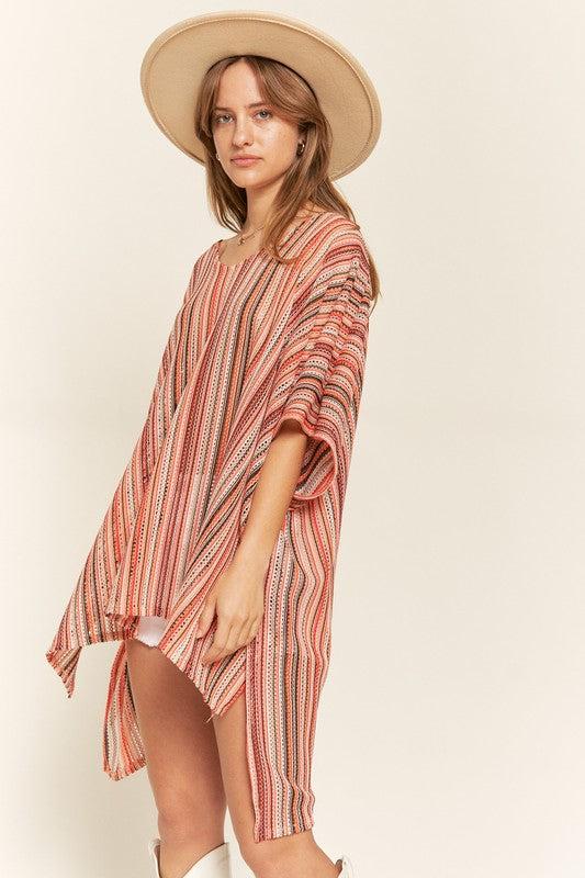 COLORFUL VERTICAL STRIPE PONCHO Product Image