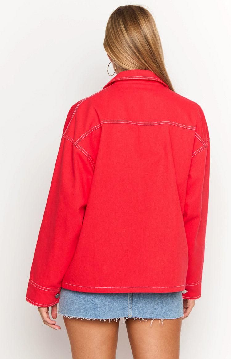 Callie Red Denim Jacket Product Image