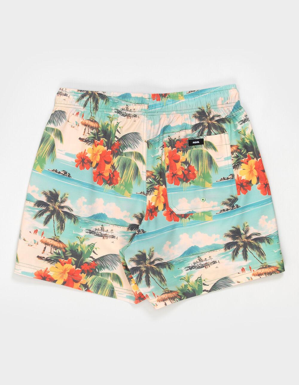 RSQ Mens Tropical Postcard 5" Swim Shorts - MULTI Product Image