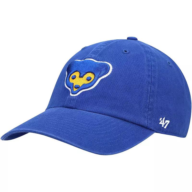 Men's '47 Royal Chicago Cubs Logo Cooperstown Collection Clean Up Adjustable Hat, Blue Product Image