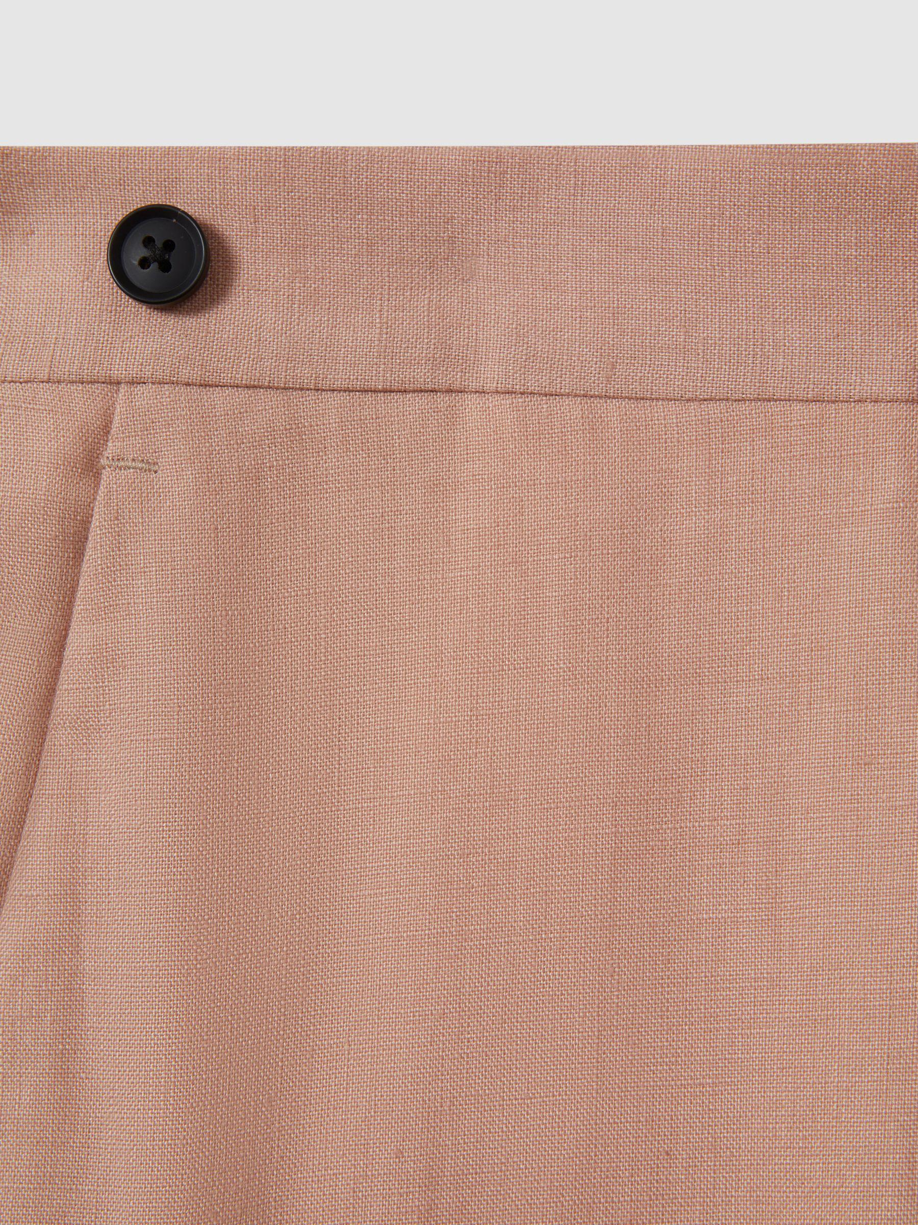 Linen Tapered Trousers Slim-Fit in Pink Product Image