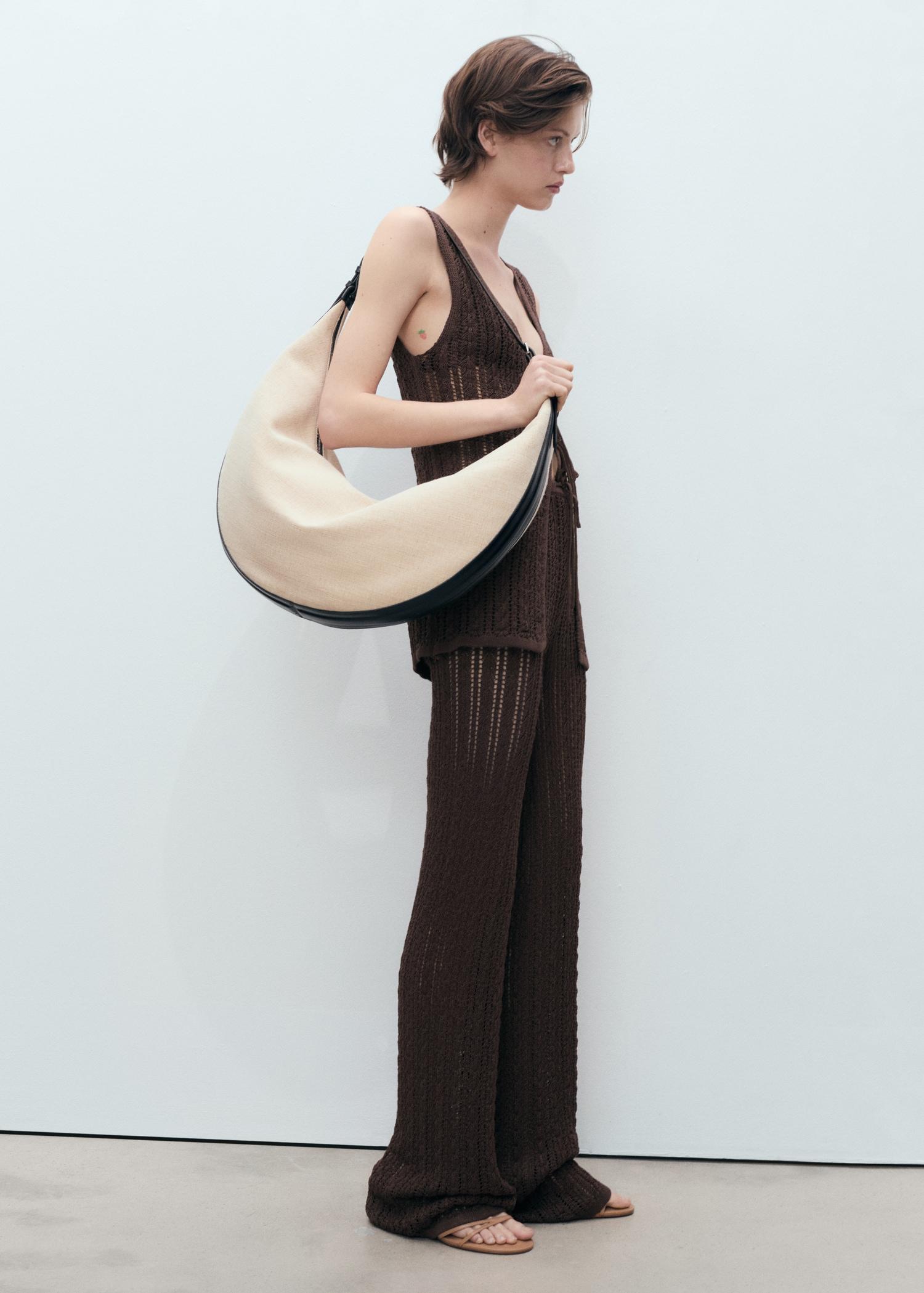 Straight-fit openwork knitted pants - Women | MANGO USA Product Image