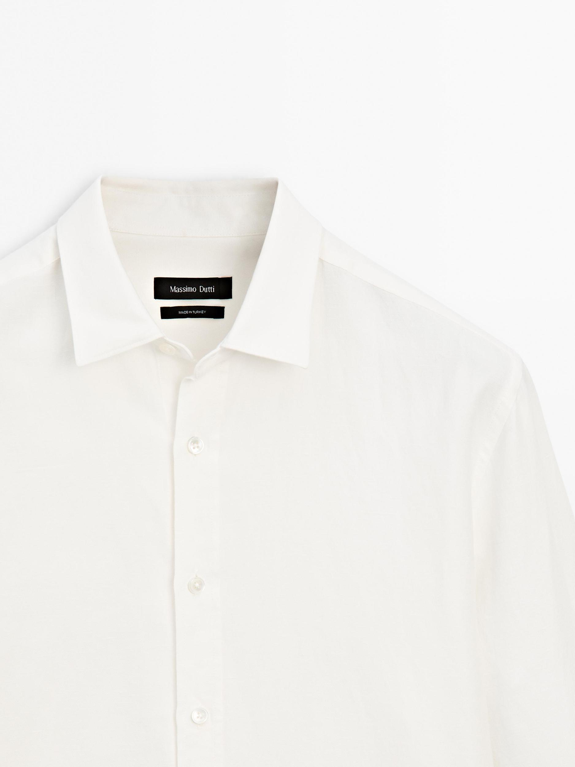 Regular fit linen blend shirt Product Image