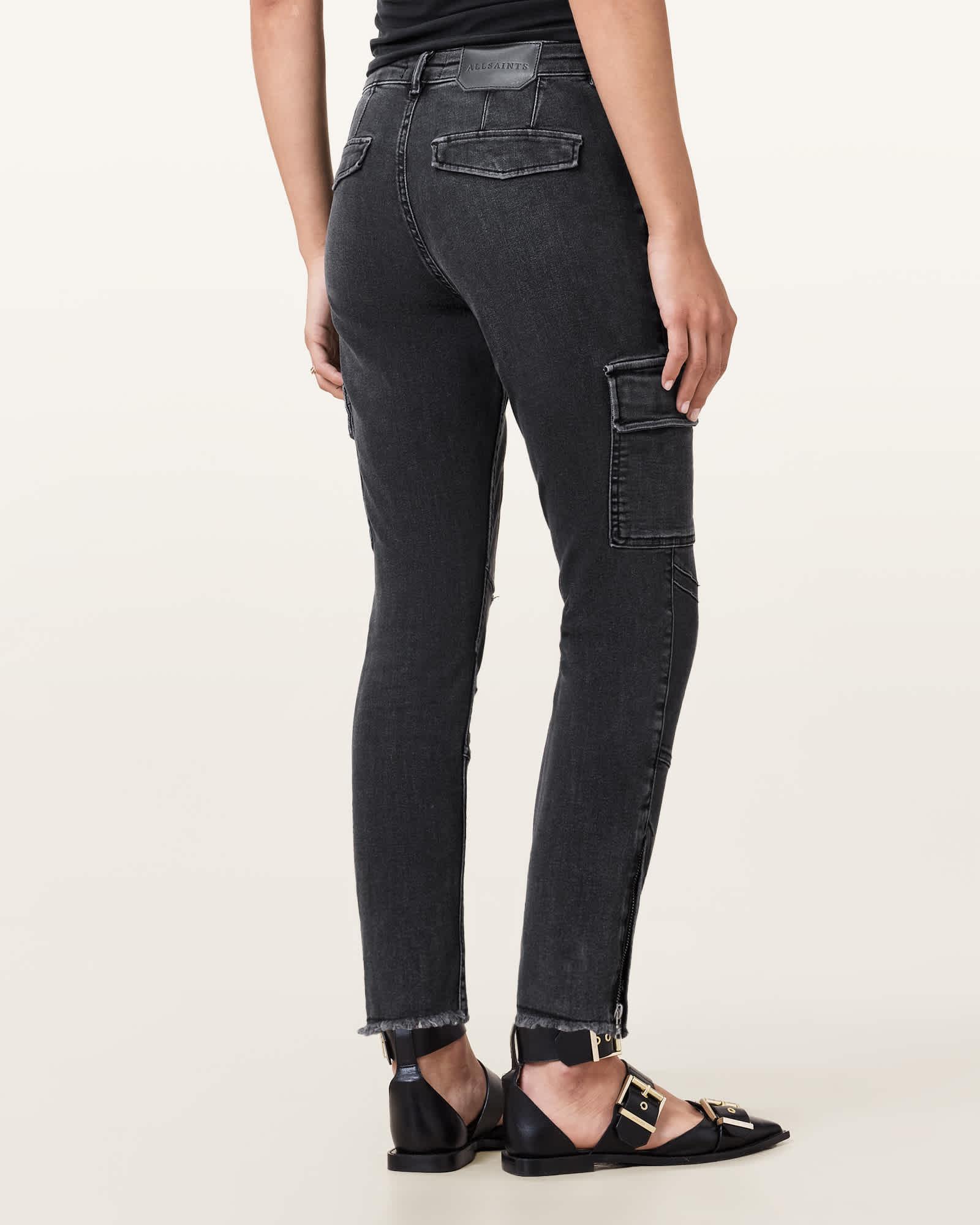 Duran Skinny Denim Cargo Jeans Washed Black | ALLSAINTS US Product Image